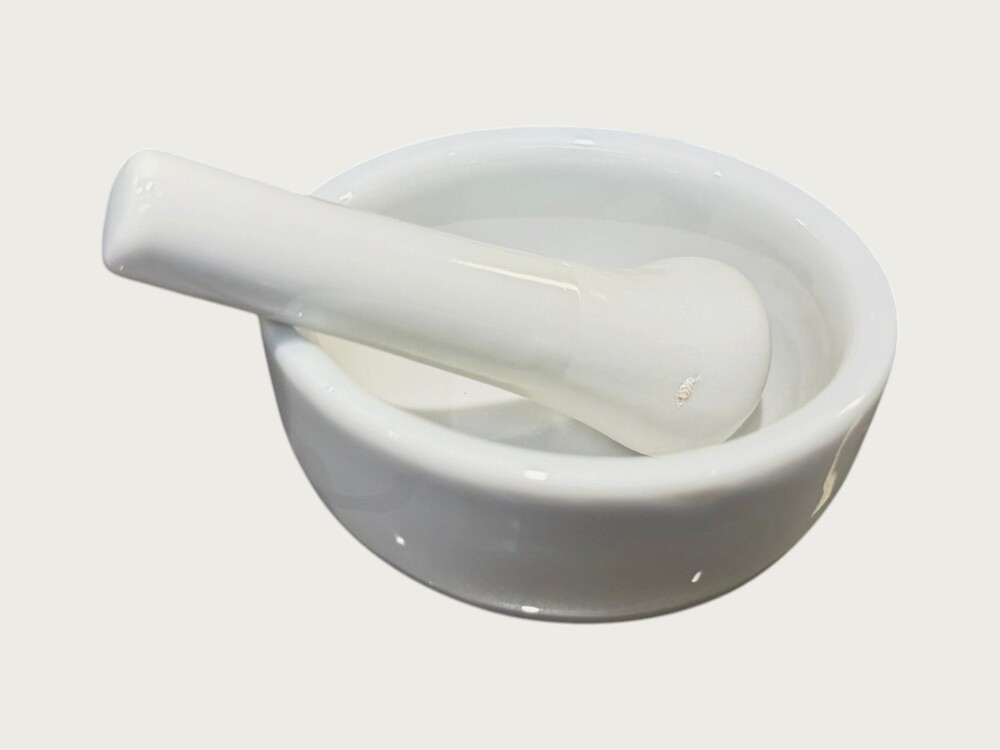Vintage Japan Porcelain Mortar & Pestle White Apothecary Pharmacy 3"